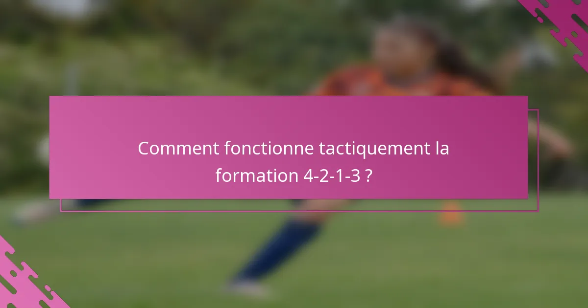 Comment fonctionne tactiquement la formation 4-2-1-3 ?