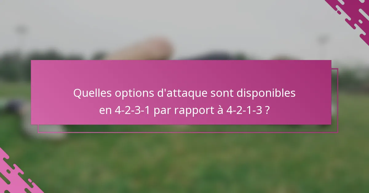 Quelles options d'attaque sont disponibles en 4-2-3-1 par rapport à 4-2-1-3 ?