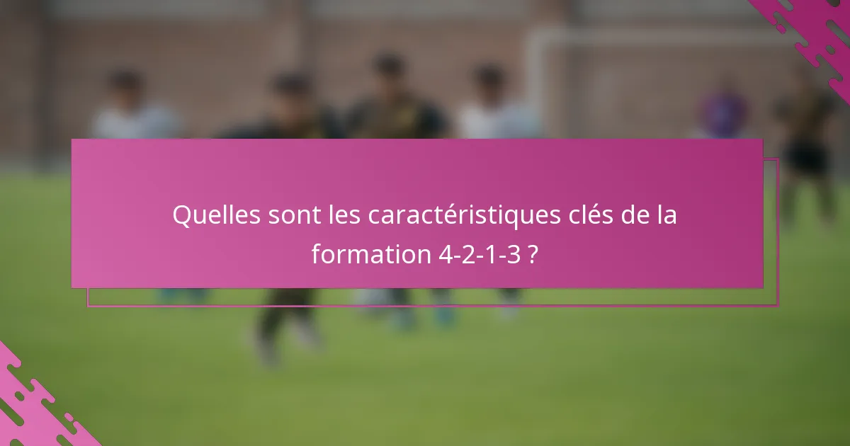 Quelles sont les caractéristiques clés de la formation 4-2-1-3 ?