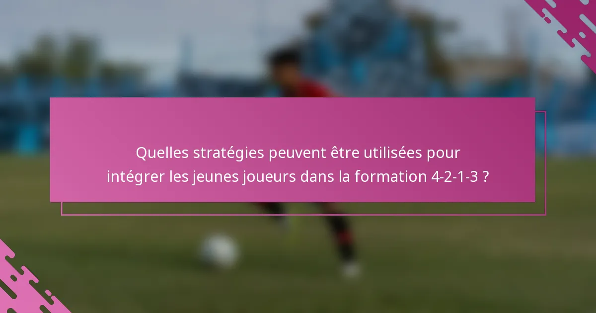Quelles stratégies peuvent être utilisées pour intégrer les jeunes joueurs dans la formation 4-2-1-3 ?