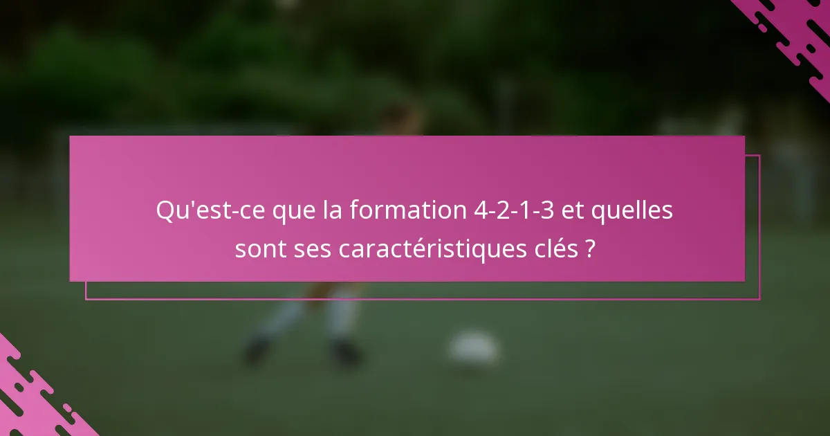 Qu'est-ce que la formation 4-2-1-3 et quelles sont ses caractéristiques clés ?